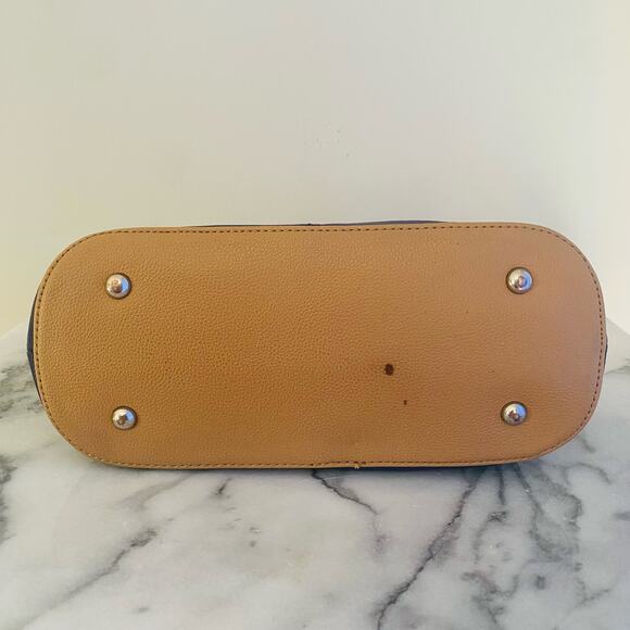 Tignanello Mini Dome Leather Bag Satchel Top Handles Mini Tote Cobalt Blue Tan - Picture 7 of 11